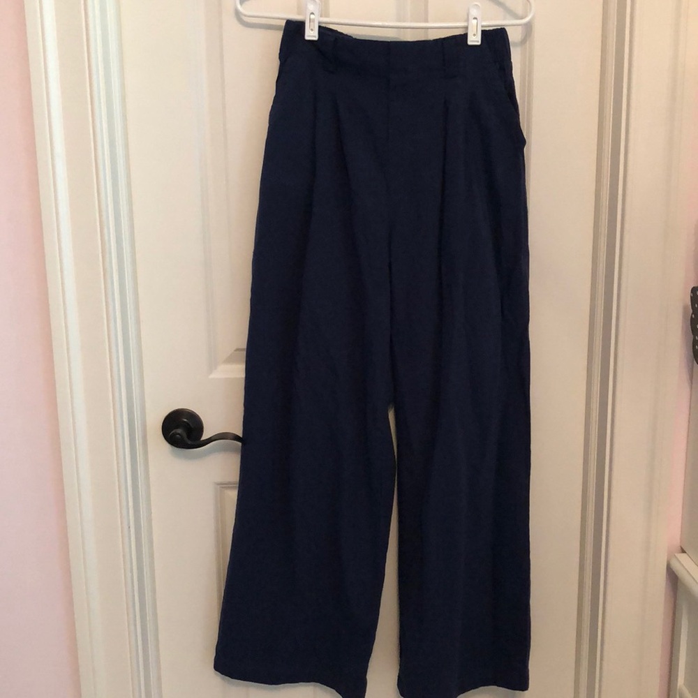 Navy blue wide leg slacks